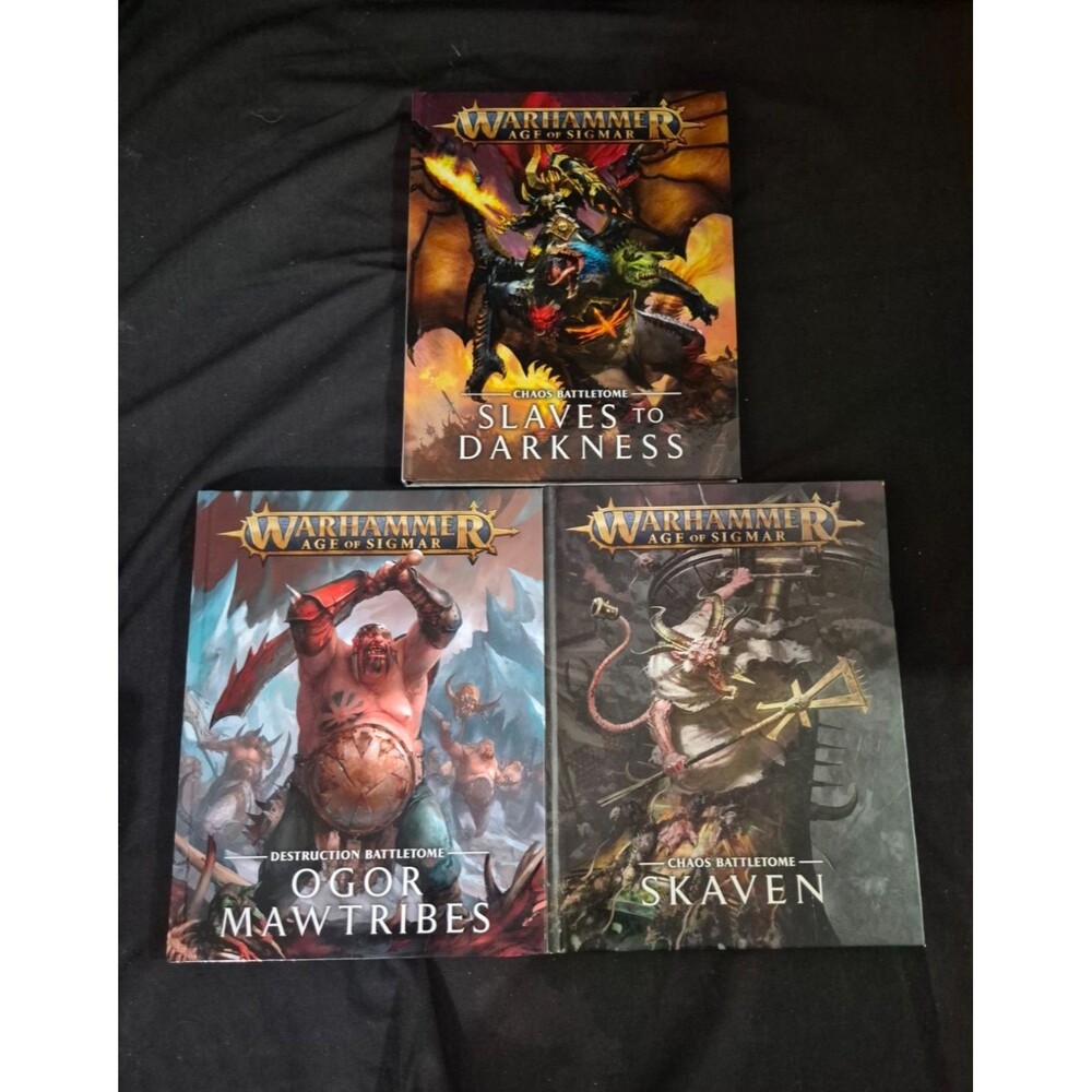 Warhammer Age of Sigmar 3 Book Set Skaven Ogor Maw Tribes & Slaves To Darkness
